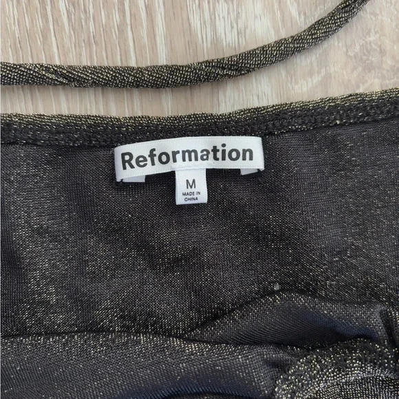 Reformation Anders Metallic Gold Sparkle Halter Top Size M - Picture 5 of 9